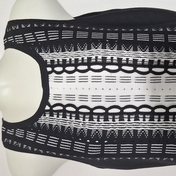 White House Black Market Black and White Striped Sleeveless Sweater - Picture 2 of 10
